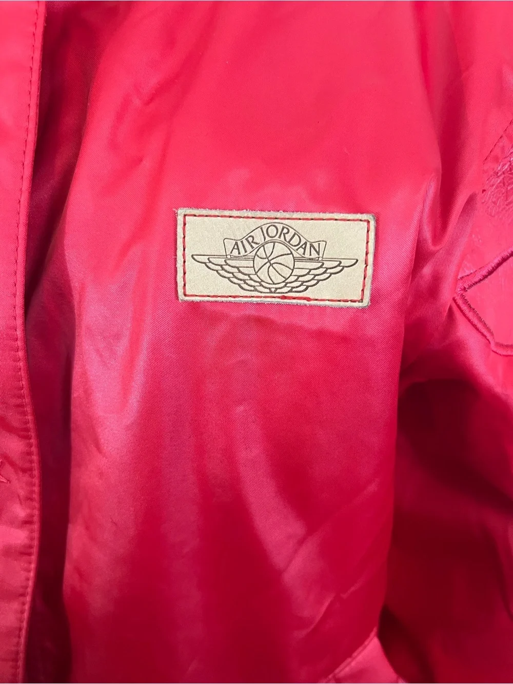 Jordan x Just Don Pinnacle Red satin bomber jacket,Medium